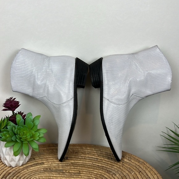 Free People Luke Western Boot White Zipper Leather Reptile 7.5 - Picture 4 of 9